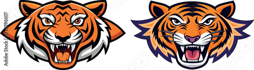 Canvastavla tiger head illustration, wild animal logo design, wildlife mascot vector, predat