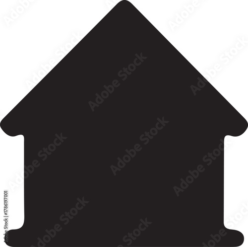 Simple black house icon silhouette on a white background, representing home ownership, real estate, shelter, architecture, and residential concepts. ideal for graphic design, web, and print.