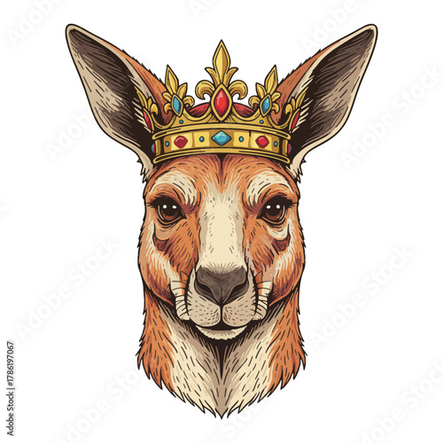 aesthetic logo of the kangaroo king with a crown symbolizing strength and grandeur
