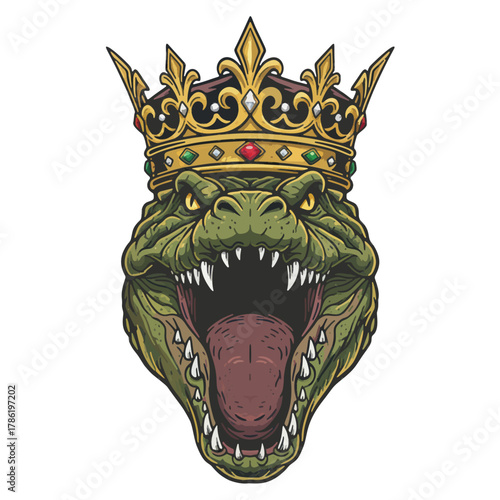aesthetic logo of the crocodile king with a crown symbolizing strength and grandeur