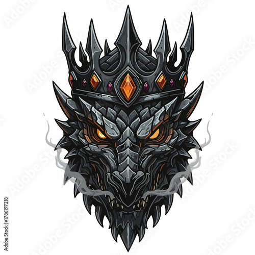 aesthetic logo of the dragon king with a crown symbolizing strength and grandeur