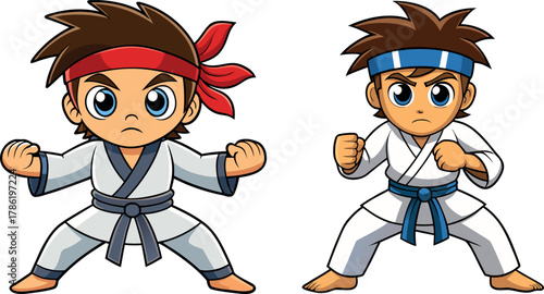  karate fighter illustration, martial arts boy vector, karate action artwork, taekwondo athlete design, dojo practice illustration, fighting sports cartoon, self defense art, karate class artwork, ene