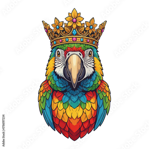 aesthetic logo of the bird king with a crown symbolizing strength and grandeur