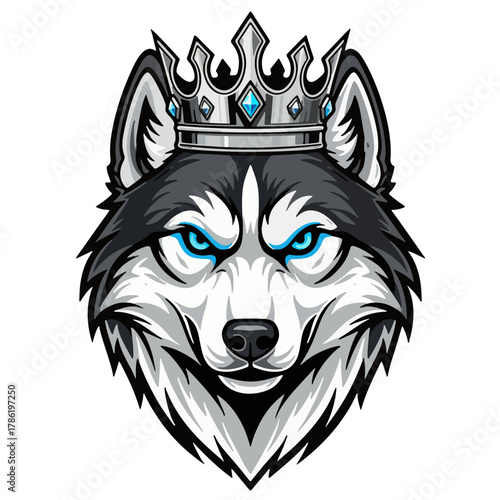  aesthetic logo of the wolf king with a crown symbolizing strength and grandeur