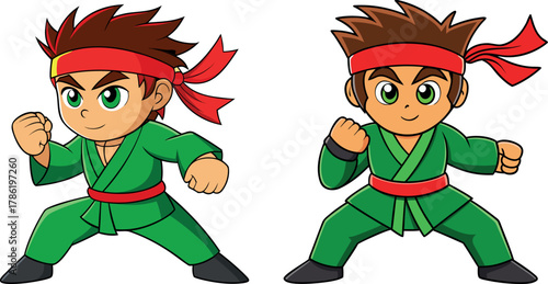  karate boy illustration, martial art fighter vector, action character design, dojo training artwork, taekwondo student cartoon, athlete karate pose, competitive sports character, martial arts practic