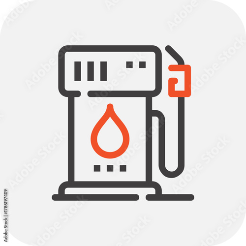 Modern gas station flat line vector illustration icon design concept. Icon for mobile and web graphics. Flat symbol, logo creative concept. Simple and clean flat pictogram