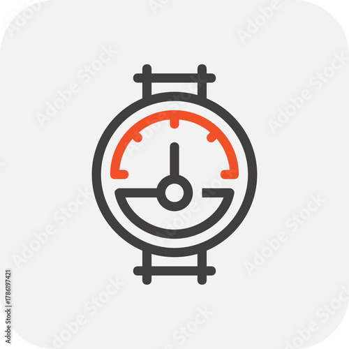 Modern pressure meter flat line vector illustration icon design concept. Icon for mobile and web graphics. Flat symbol, logo creative concept. Simple and clean flat pictogram