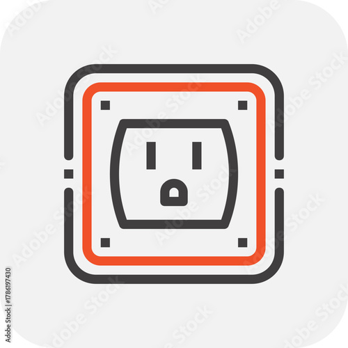 Modern electrical outlet flat line vector illustration icon design concept. Icon for mobile and web graphics. Flat symbol, logo creative concept. Simple and clean flat pictogram