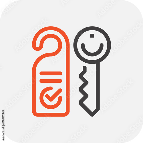 Modern hotel room flat line vector illustration icon design concept. Icon for mobile and web graphics. Flat symbol, logo creative concept. Simple and clean flat pictogram
