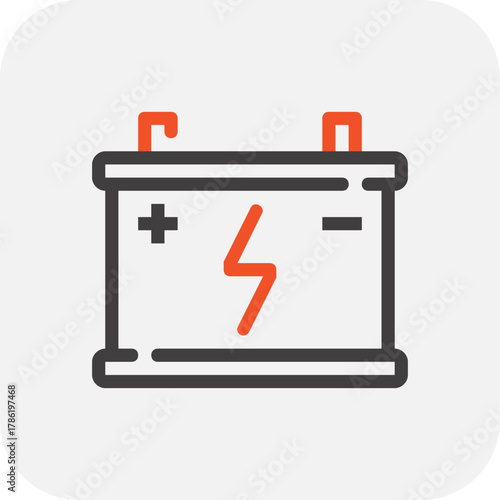Modern accumulator flat line vector illustration icon design concept. Icon for mobile and web graphics. Flat symbol, logo creative concept. Simple and clean flat pictogram