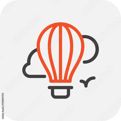 Modern hot air ballon flat line vector illustration icon design concept. Icon for mobile and web graphics. Flat symbol, logo creative concept. Simple and clean flat pictogram
