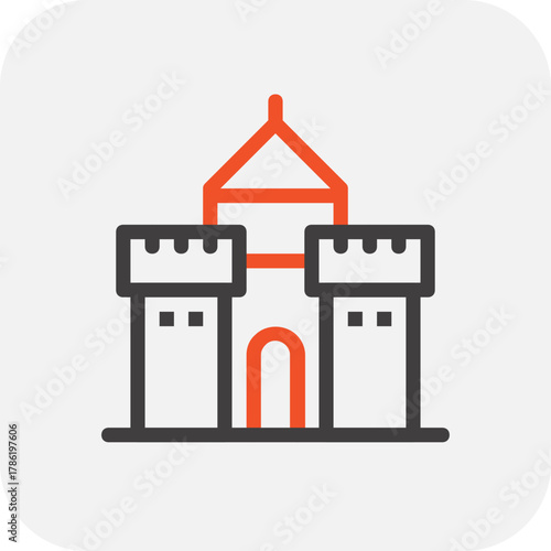 Modern sand castle flat line vector illustration icon design concept. Icon for mobile and web graphics. Flat symbol, logo creative concept. Simple and clean flat pictogram