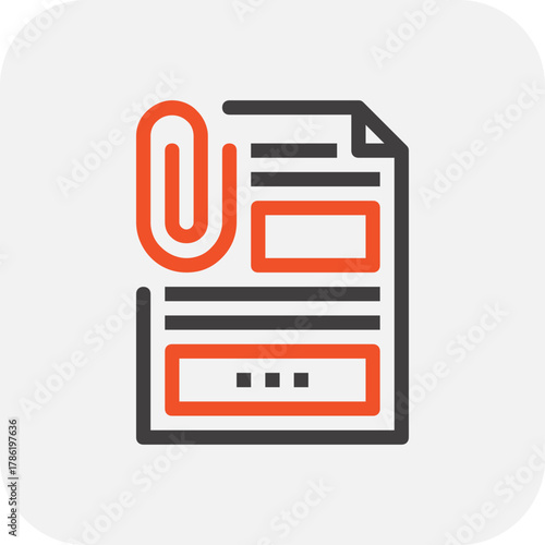 Modern attachment file flat line vector illustration icon design concept. Icon for mobile and web graphics. Flat symbol, logo creative concept. Simple and clean flat pictogram