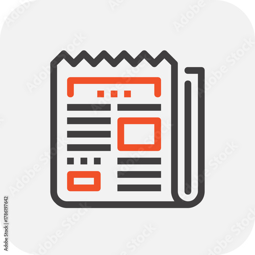 Modern news paper flat line vector illustration icon design concept. Icon for mobile and web graphics. Flat symbol, logo creative concept. Simple and clean flat pictogram