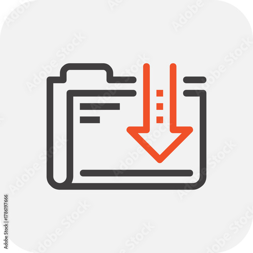 Modern download folder flat line vector illustration icon design concept. Icon for mobile and web graphics. Flat symbol, logo creative concept. Simple and clean flat pictogram