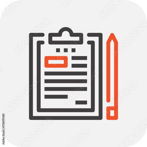 Modern clipboard flat line vector illustration icon design concept. Icon for mobile and web graphics. Flat symbol, logo creative concept. Simple and clean flat pictogram