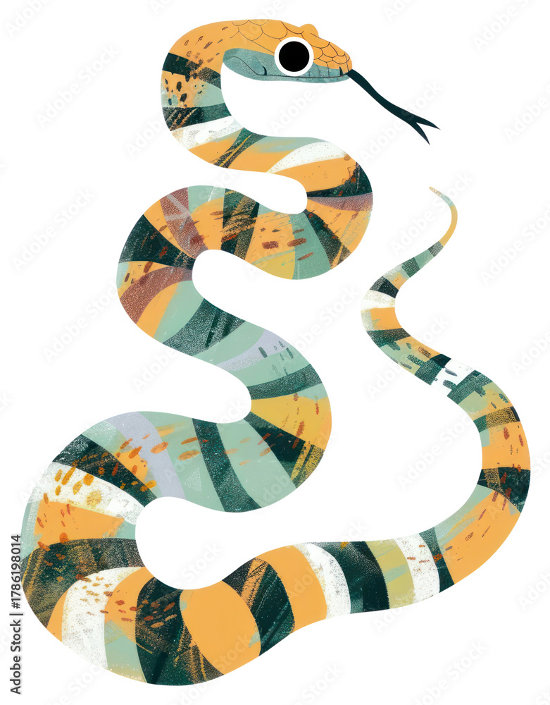 Naklejka premium PNG Cute viper snake illustration animal illustrative decorative.