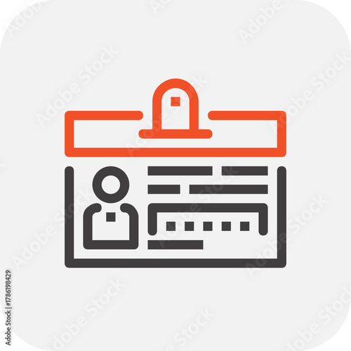 Modern id card flat line vector illustration icon design concept. Icon for mobile and web graphics. Flat symbol, logo creative concept. Simple and clean flat pictogram