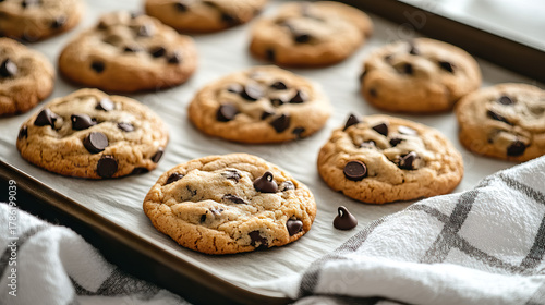 Delicious homemade chocolate chip cookies fresh out of the oven, ready to eat for National Cookie Day, Chocolate Chip Cookie Week, Cookie Exchange Day, Homemade Cookies Day