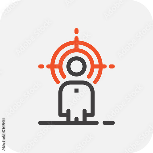 Modern personal targeting flat line vector illustration icon design concept. Icon for mobile and web graphics. Flat symbol, logo creative concept. Simple and clean flat pictogram