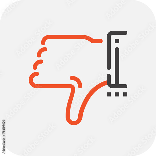 Modern dislike flat line vector illustration icon design concept. Icon for mobile and web graphics. Flat symbol, logo creative concept. Simple and clean flat pictogram