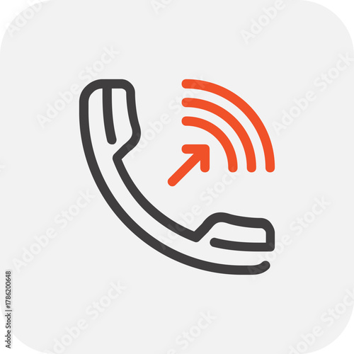 Modern incoming call flat line vector illustration icon design concept. Icon for mobile and web graphics. Flat symbol, logo creative concept. Simple and clean flat pictogram