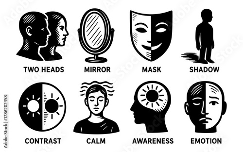 Exploring human emotions and perception through iconic black and white designs