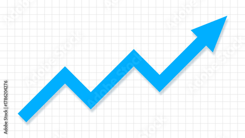 Colorful arrow concept of an upward trend of the stock market of securities or cryptocurrency