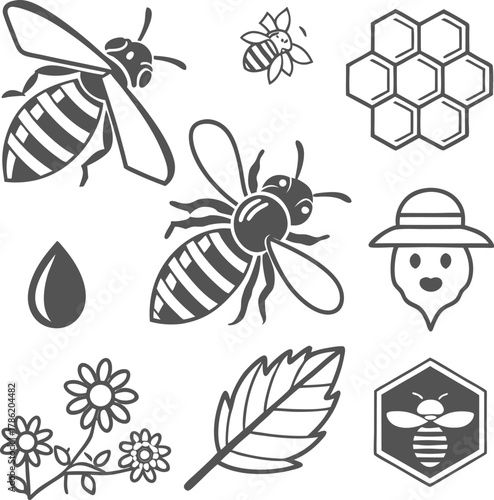 Bees Icons & Vector Set