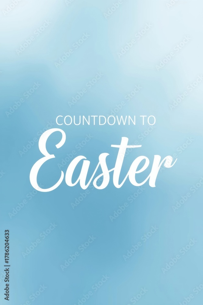 Fototapeta premium Happy easter greeting with elegant script font on blue watercolor background