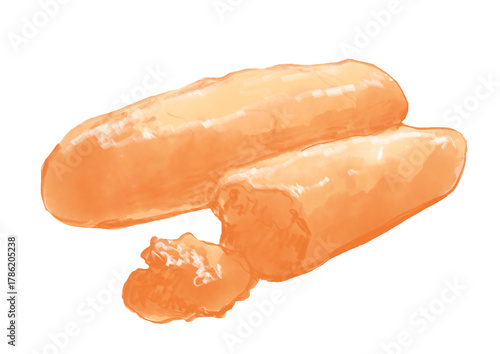 新鮮で美味しそうな明太子の手描き水彩イラスト(透過PNG)