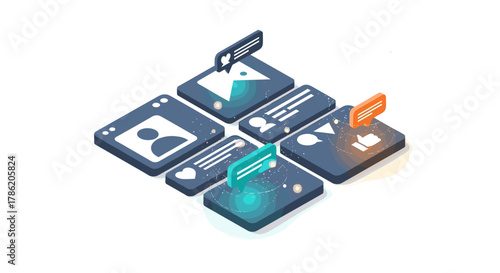 Social Media Network Communication Concept With Like And Chat Bubbles