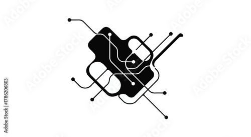 Abstract network of lines and nodes representing digital connection and technology