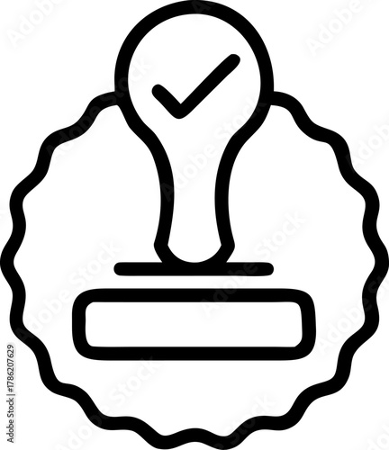 Stamp with check mark and seal of approval