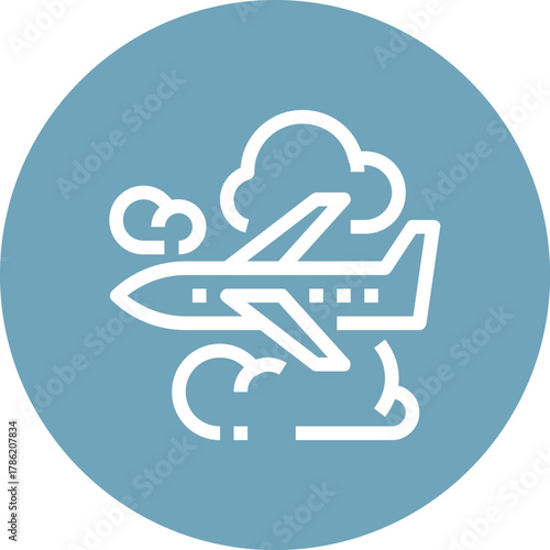 Modern airplane flight flat line vector illustration icon design concept. Icon for mobile and web graphics. Flat symbol, logo creative concept. Simple and clean flat pictogram