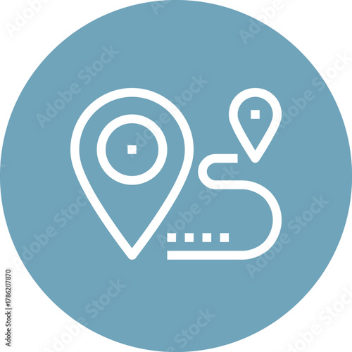 Modern route flat line vector illustration icon design concept. Icon for mobile and web graphics. Flat symbol, logo creative concept. Simple and clean flat pictogram