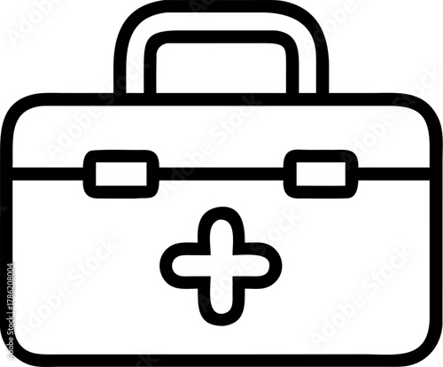 First aid kit icon, medical emergency bag