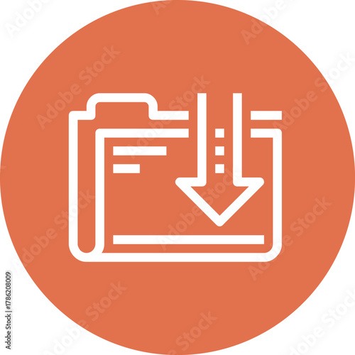 Modern download folder flat line vector illustration icon design concept. Icon for mobile and web graphics. Flat symbol, logo creative concept. Simple and clean flat pictogram