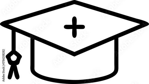 Graduation cap with cross symbol