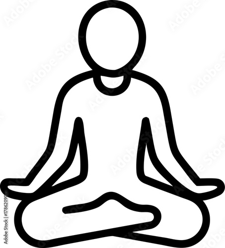 Simple line art icon of a person meditating in a lotus position