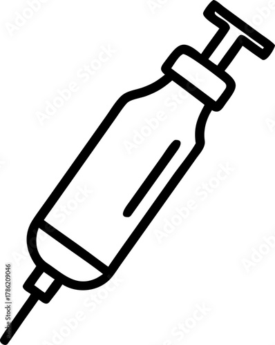 Line art illustration of a syringe