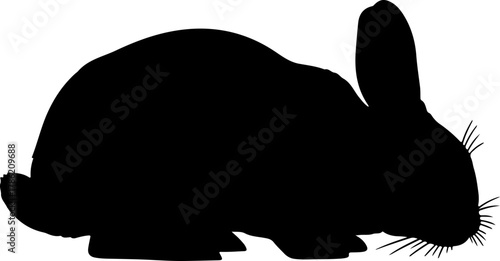 Silhouette of a black rabbit in side view, ideal for animal-themed designs and projects