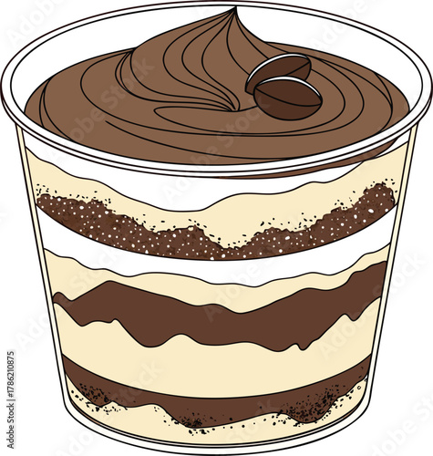 Delicious tiramisu dessert in a cup