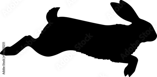Silhouette of a Running Rabbit A Dynamic and Simple Black Shape Illustration