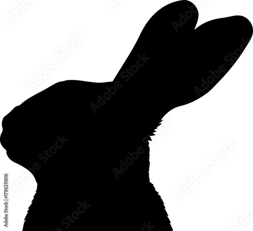 Silhouette of a rabbit's profile against a white background, minimal and clean