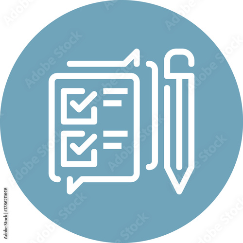 Modern questionnaire flat line vector illustration icon design concept. Icon for mobile and web graphics. Flat symbol, logo creative concept. Simple and clean flat pictogram