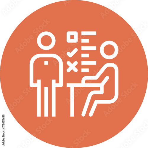 Modern job interview flat line vector illustration icon design concept. Icon for mobile and web graphics. Flat symbol, logo creative concept. Simple and clean flat pictogram