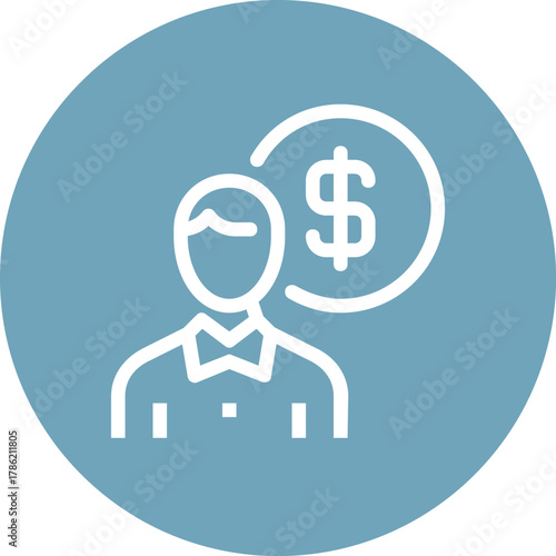 Modern employee wages flat line vector illustration icon design concept. Icon for mobile and web graphics. Flat symbol, logo creative concept. Simple and clean flat pictogram