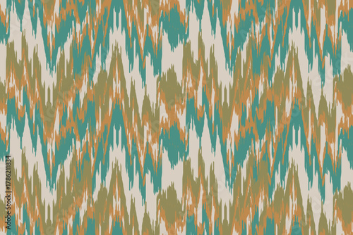 Uzbek ikat pattern silk fabric in Uzbekistan. Ethnic abstract ikat art. Aztec ornament print. geometric ethnic pattern seamless color oriental. Design for background,curtain, carpet, wallpaper