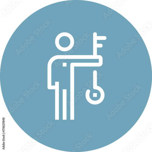 Modern key person flat line vector illustration icon design concept. Icon for mobile and web graphics. Flat symbol, logo creative concept. Simple and clean flat pictogram